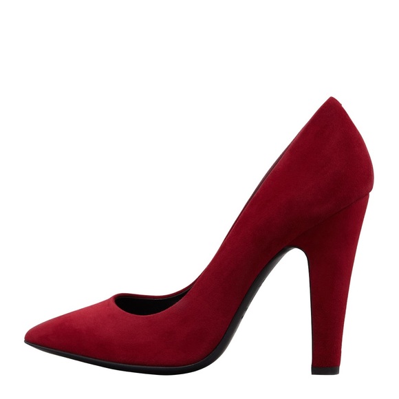 Giuseppe Zanotti Suede Pointed-Toe Thick-Heel Pump, Red - Picture 5 of 6